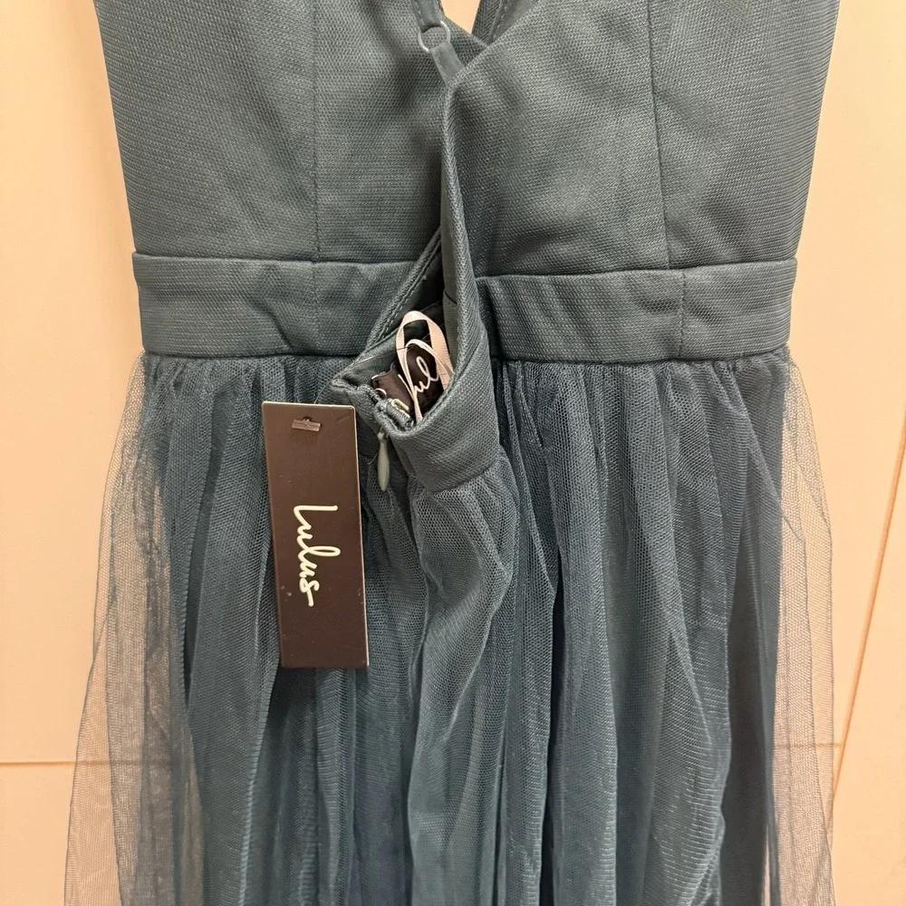 Lulus Rare Beauty Hunter Green Tulle Backless Maxi Dress M - Picture 6 of 9